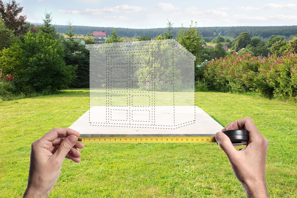 Overlay of structure on land