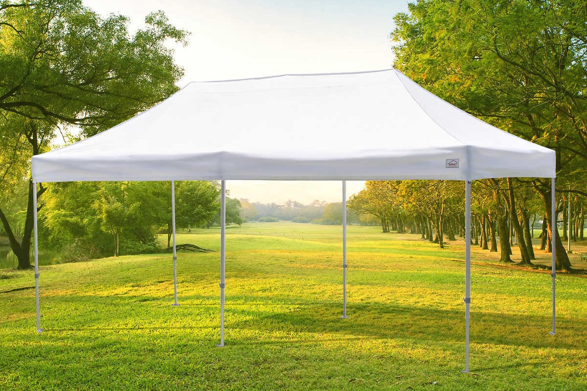 Canopy set up in field