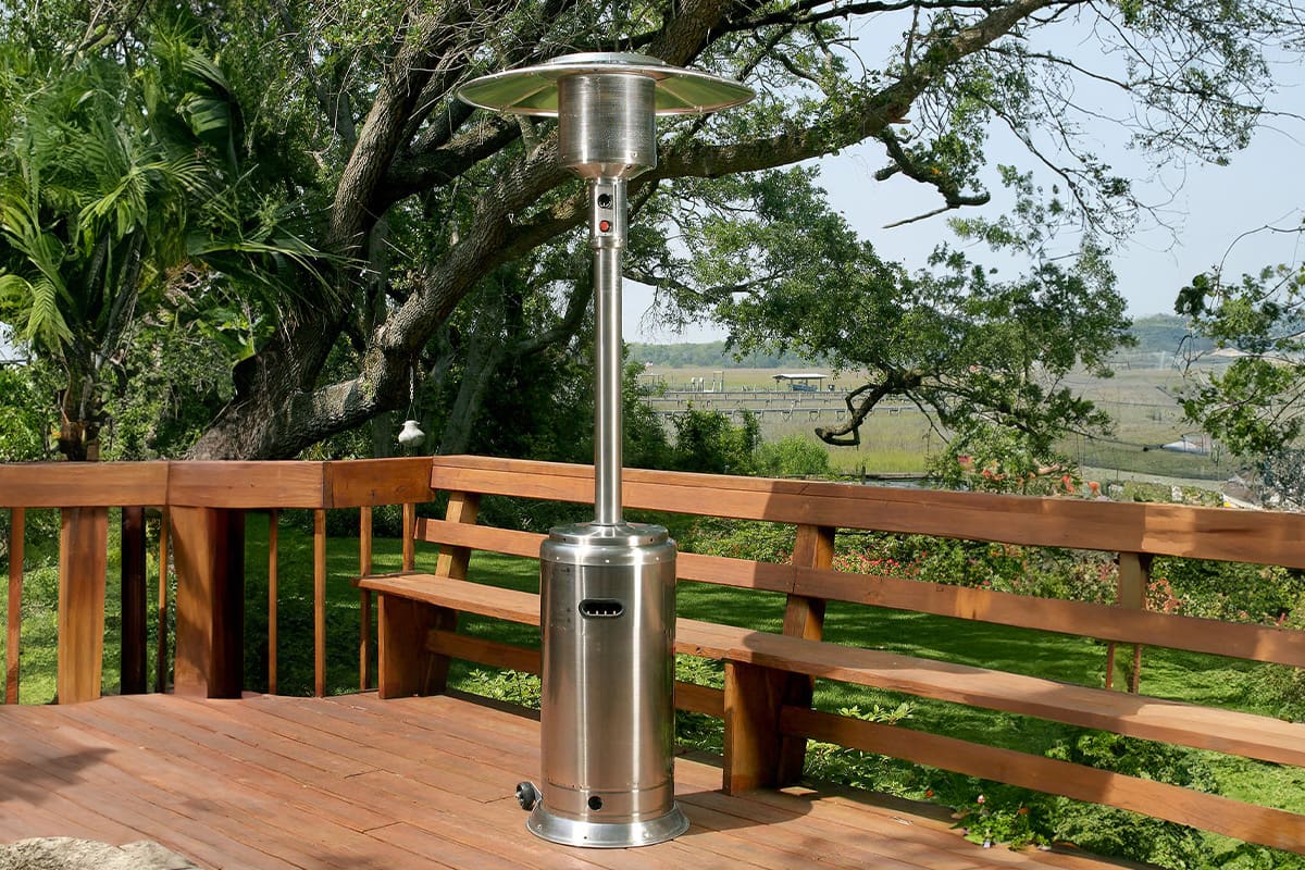 Patio heater on a deck