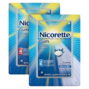 Nicorette Quit Smoking Aid 2mg or 4mg, White Ice Mint Gum, 200 Pieces Nicorette Quit Smoking Aid 2mg or 4mg, White Ice Mint Gum, 200 Pieces