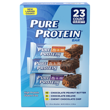 Pure Protein Bars, Variety Pack, 1.76 oz, 23-Count Pure Protein Bars, Variety Pack, 1.76 oz, 23-Count