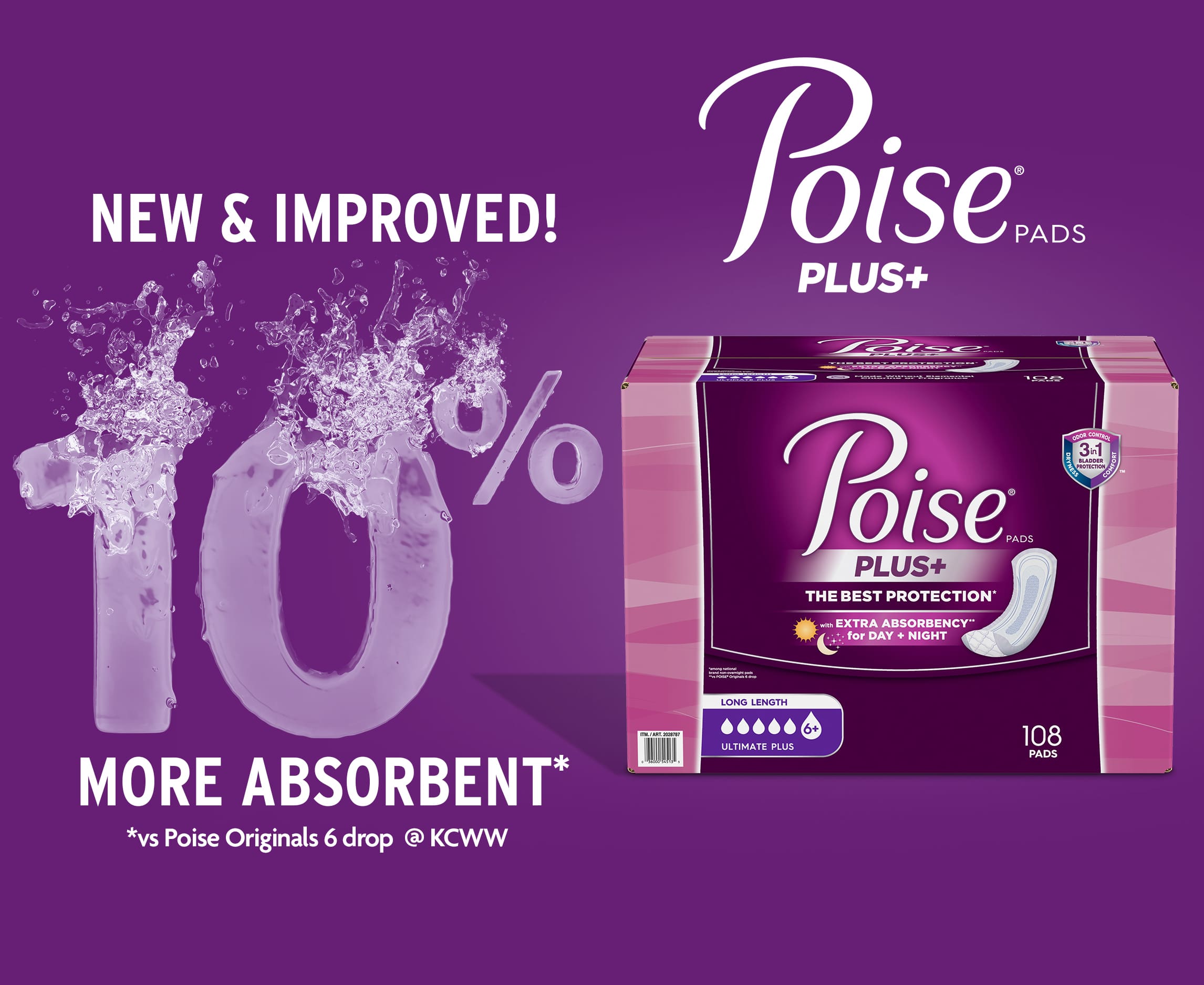 New and Improved ! 10% More absorbent vs Poise Originals 6 drop. Poise Pads Plus
