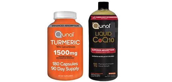 Qunol Turmeric 1,500 mg, 180 Capsules or Qunol Liquid CoQ10 100 mg, 30.4 oz