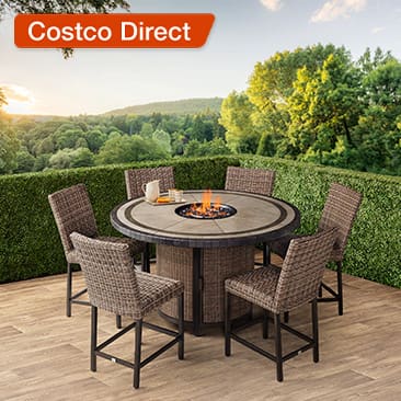 Agio Anderson 7-Piece Fire Outdoor Patio Dining Set