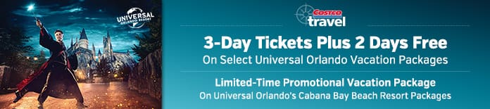 3-Day Tickets Plus 2 Days Free On Select Orlando Vacation Packages. Limited-Time Promotional Vacation Package On Universal Orlando's Cabana Bay Beach Resort Packages