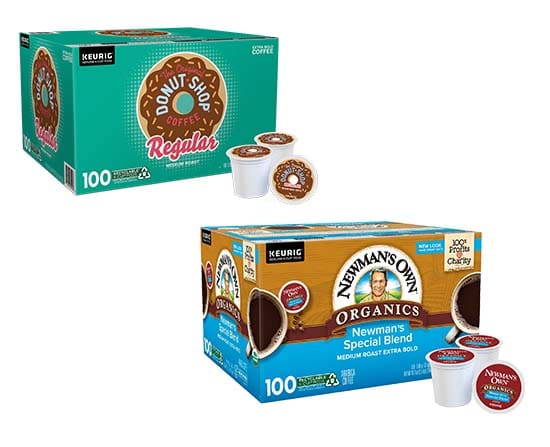 The Original Donut Shop Coffee K-Cup Pod and Newman's Own Organics Coffee Special Blend K-Cup Pod, 100-Count