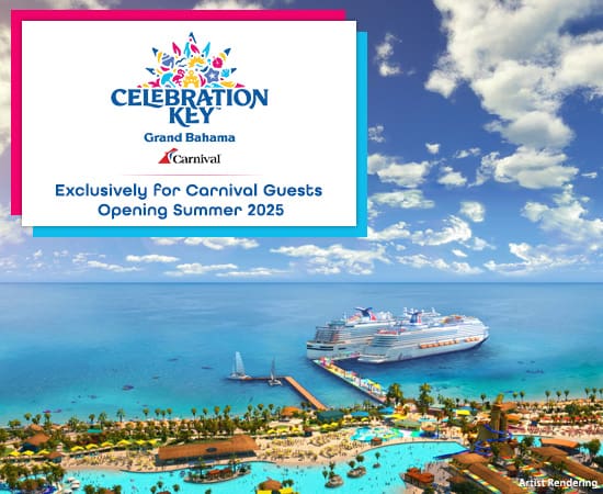 Celebration Key. Grand Bahama. Carnival. Exclusively for Carnival Guests Opening Summer 2025