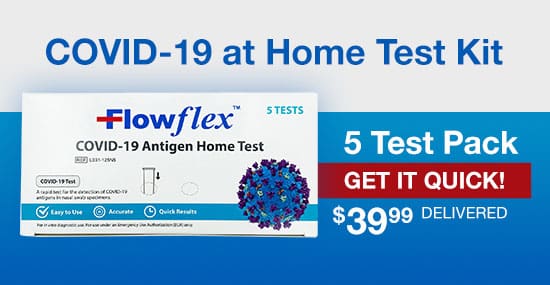 COVID-19 at Home Test Kit. 5 Test Pack Get it Quick. $39.99 Delivered