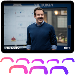 iPad playing Apple TV+ streaming show Ted Lasso