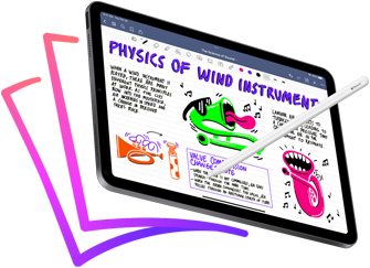 Apple Pencil hovering over handwritten Notes on iPad