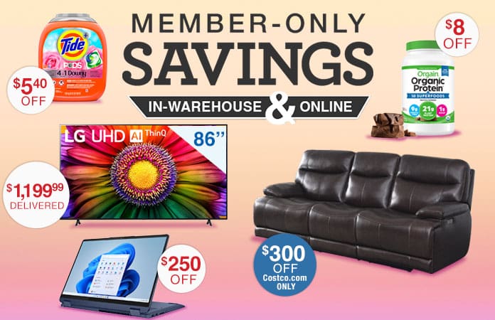 Member only savings in warehouse and online