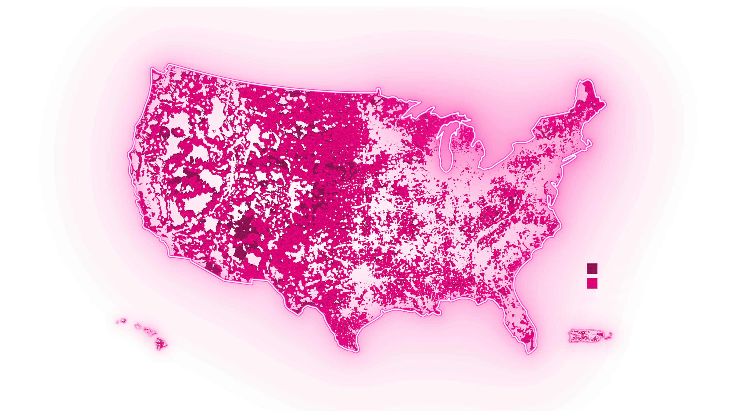 T-Mobile Coverage Map featuring coverage for 4G LTE, 5G Extended Range and 5G Ultra Capacity