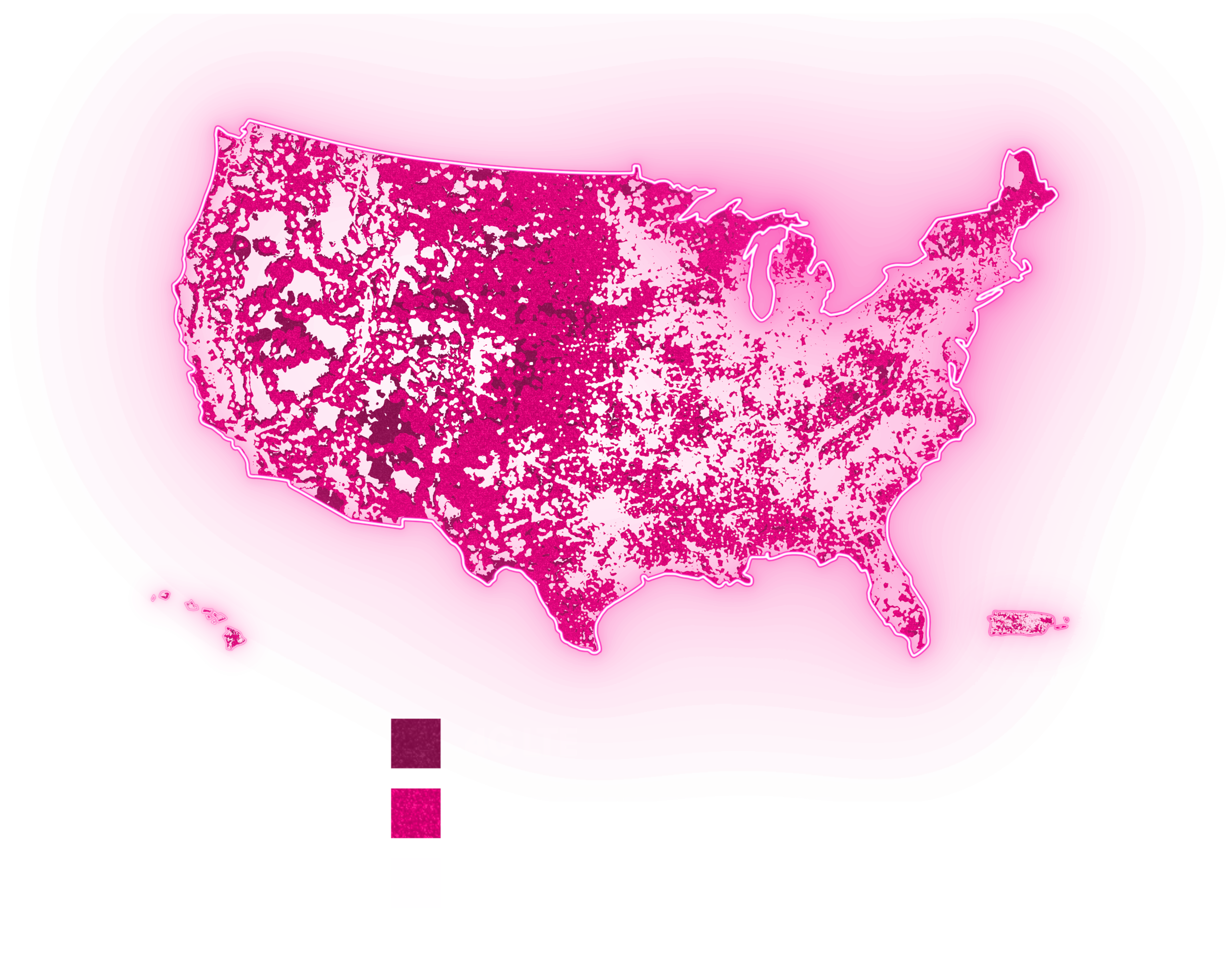 T-Mobile Coverage Map featuring coverage for 4G LTE, 5G Extended Range and 5G Ultra Capacity