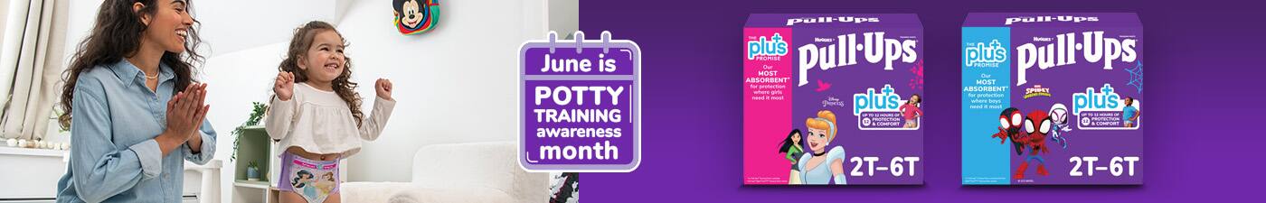 Shop Pull Ups for June Potty Training Awareness Month. Marvel and Disney. 