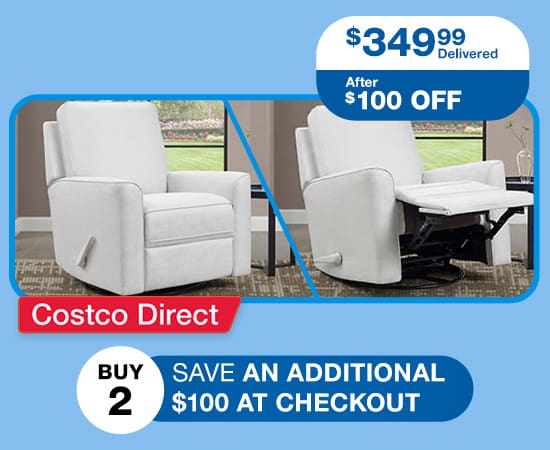 $349.99 Delivered After $100 OFF Paxley Recliner Chair. buy 2 and Save an additional $100 at checkout