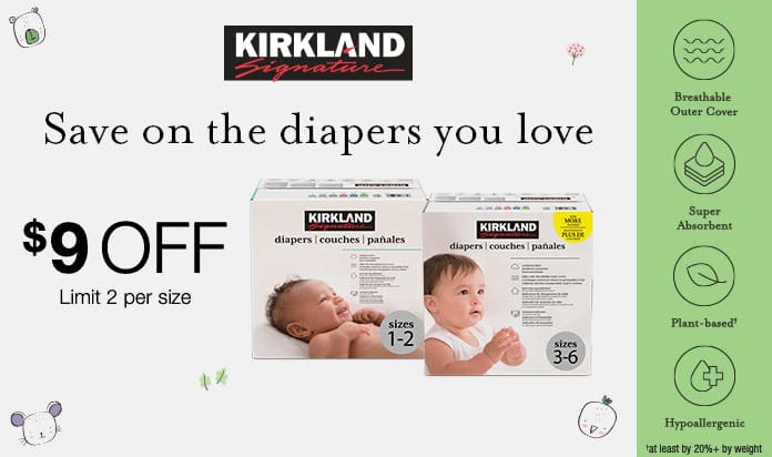 Kirkland Signature Diapers, Sizes 1-6
