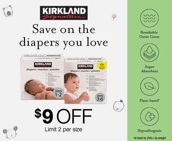 Kirkland Signature Diapers, Sizes 1-6