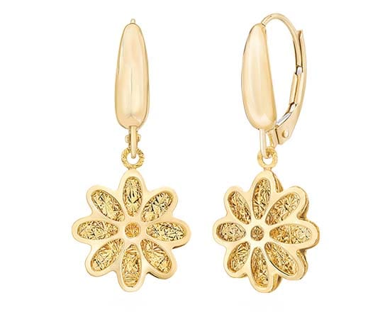 14kt Yellow Gold Flower Earrings