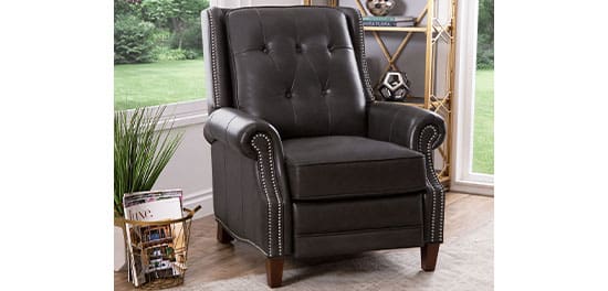 Ridgewood Top Grain Leather Pushback Recliner