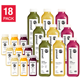 Pressed Cold-Pressed Juice and Shot Bundle 18 Bottles, 9 Juices and 9 Shots