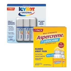 IcyHot OR Aspercreme Lidocaine No-Mess Roll-On