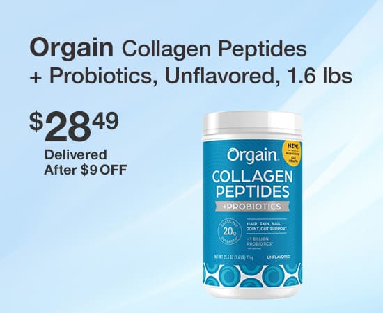 Orgain Collagen Peptides + Probiotics, Unflavored, 1.6 lbs