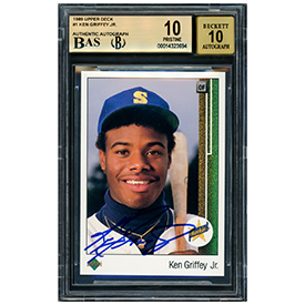 Ken Griffey Jr. Autographed 1989 Upper Deck Rookie Card #1 BGS 10 Pristine Auto Grade Gem Mint 10