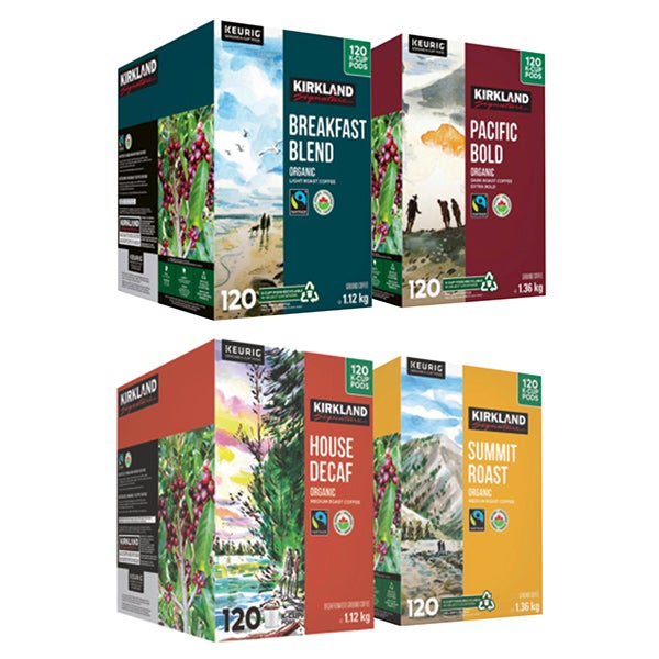 Kirkland Signature Organic Breakfast Blend, Pacific Bold, Summit Roast or House Decaf coffee