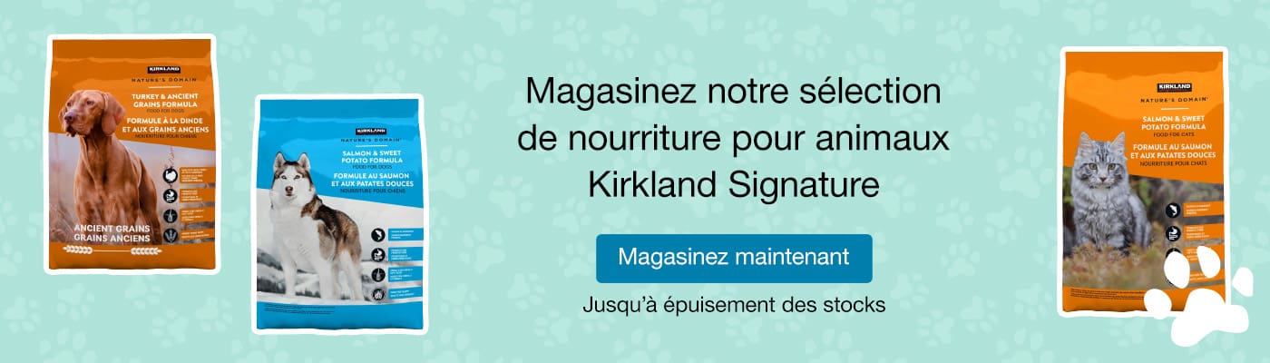 Magasinez notre sélection de nourriture pour animaux Kirkland Signature
Magasinez maintenant
Jusqu’à épuisement des stocks