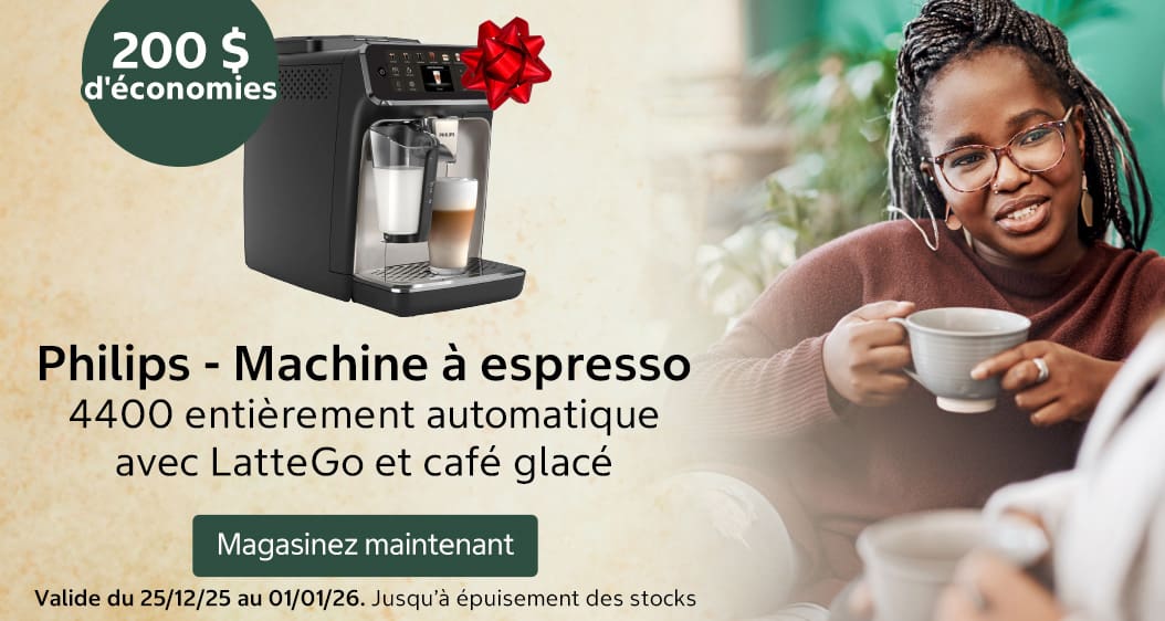 Philips - Machine à espresso 4400 entièrement automatique avec LatteGo et café glacé
200 $ d'économies
Valide du 25/12/25 au 01/01/26
Magasinez maintenant
Jusqu’à épuisement des stocks