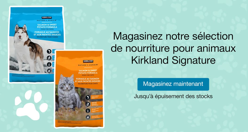 Magasinez notre sélection de nourriture pour animaux Kirkland Signature
Magasinez maintenant
Jusqu’à épuisement des stocks
