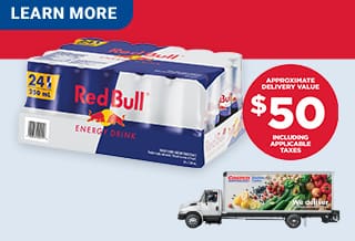 NEXT DAY DELIVERY 
1 FREE CASE OF RED BULL ENERGY DRINK
Enter Promo code : FREEREDBULL
with your first online delivery order* (On orders of $250 or more before tax) 
Valid for orders placed from may 12 to July 6, 2025