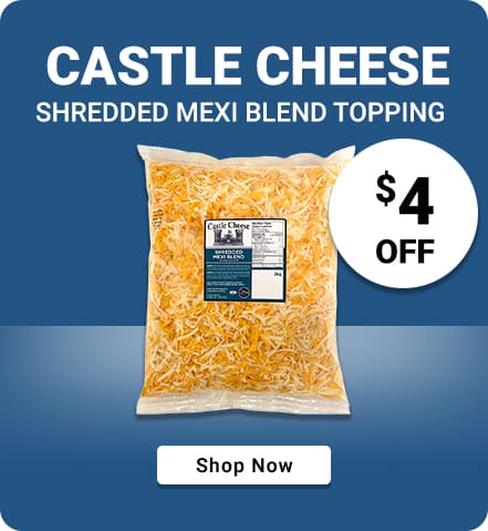 Castle Cheese shredded
Mexi blend topping 
$4 OFF
Shop Now