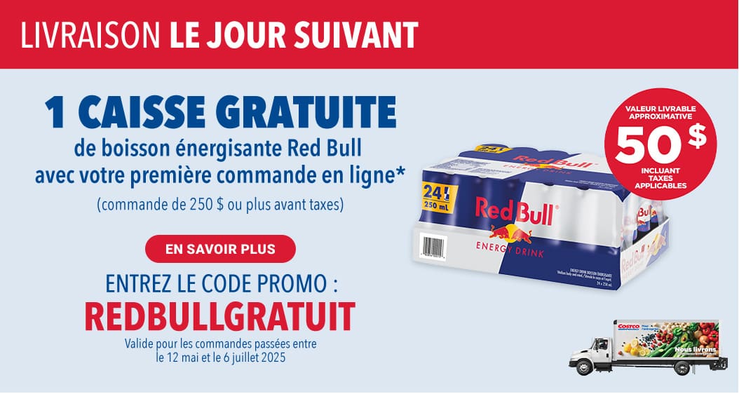 LIVRAISON LE JOUR SUIVANT
2 PAQUETS GRATUITS
d'essuietouts evec votre premiere commande en ligne*
(commande de 250 $ ou plus avant taxes)
EN SAVOIR PLUS


CODE PROMO :
PROMOKIRKLAND
Valide pour les commandes passees entre le 17 fevrier et le 11 mai 2025