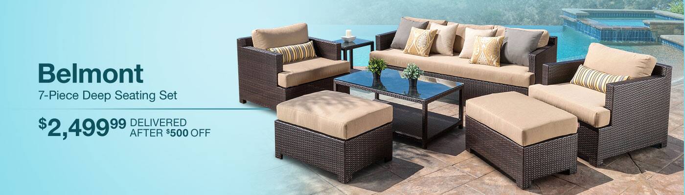 Patio Outdoor Furniture Costco Patio Outdoor Furniture Belmont 7 Piece Deep Seating Set 2 499 99 Delivered After 500 Off
