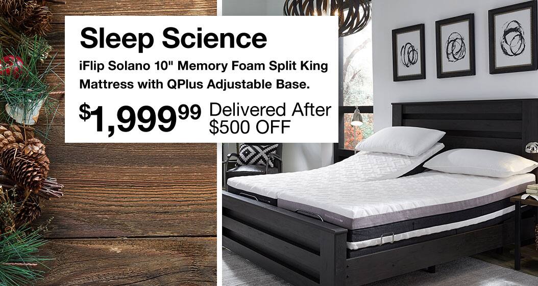 Furniture Mattresses Costco 1 999 99 Sleep Science Iflip Solano 10in Memory Foam Split King Mattress With Qplus Adjule Base