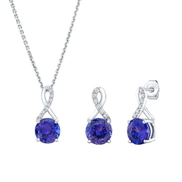 Tanzanite and Diamond 14kt White Gold Necklace or Earrings