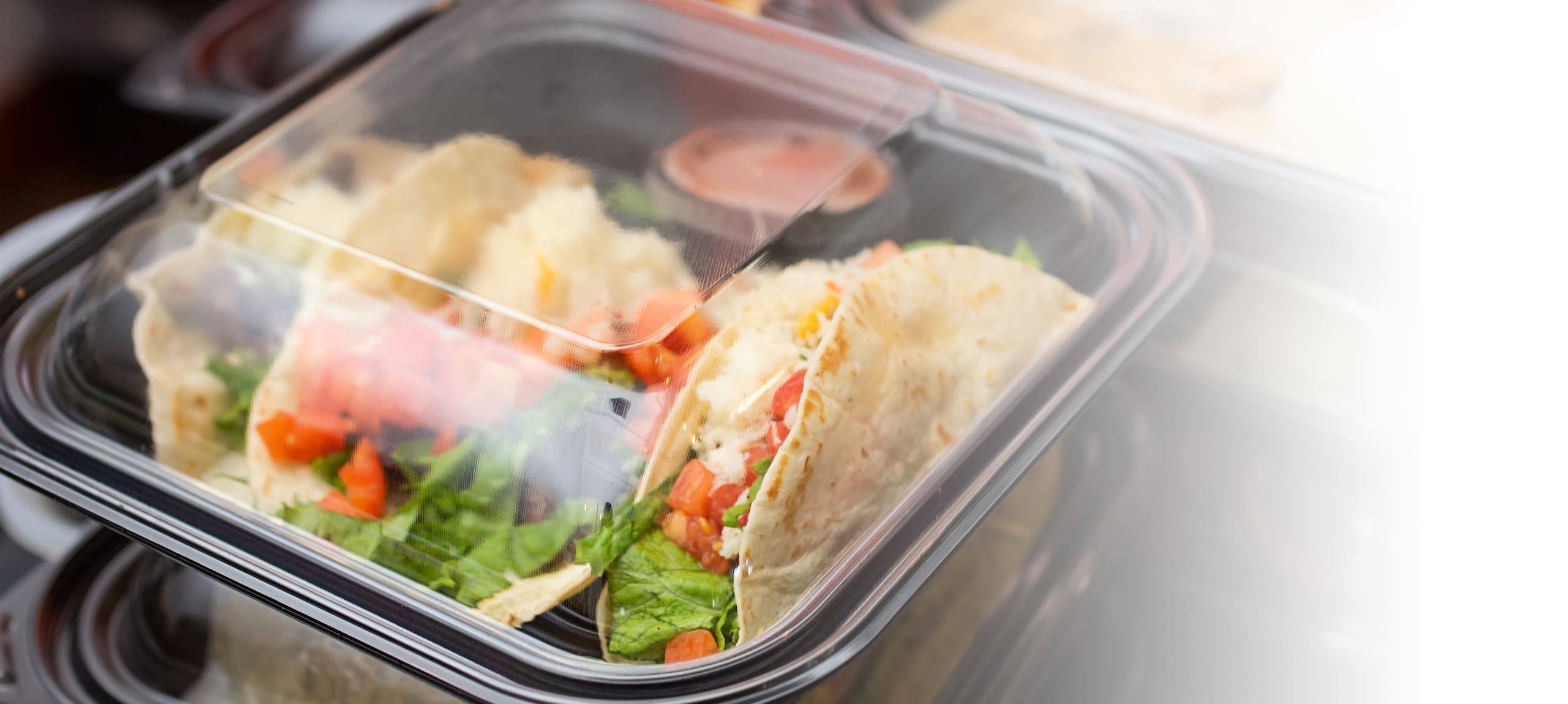 Various food in takeout containers