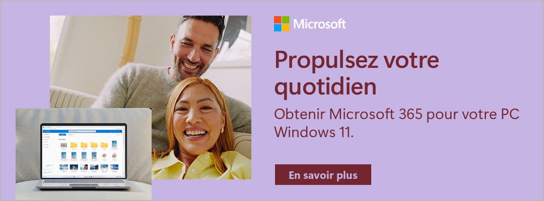 Microsoft. Propulsez votre quotidien. Obtenir Microsoft 365 pour votre PC Windows 11. En savoir plus.