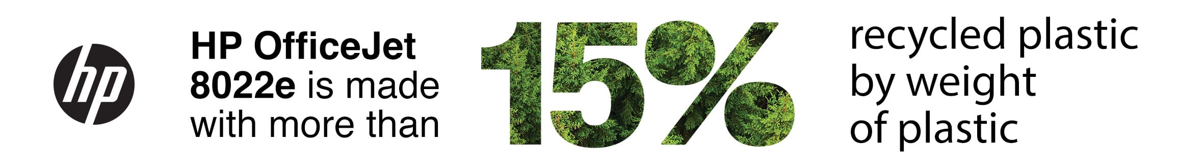 HP OfficeJet 8022e is made with more than 15% recycled plastic by weight of plastic.
