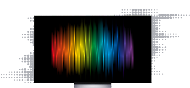 Téléviseur avec un motif coloré et abstrait.