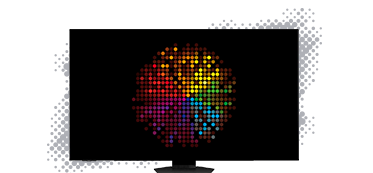 Téléviseur avec un motif coloré et abstrait.