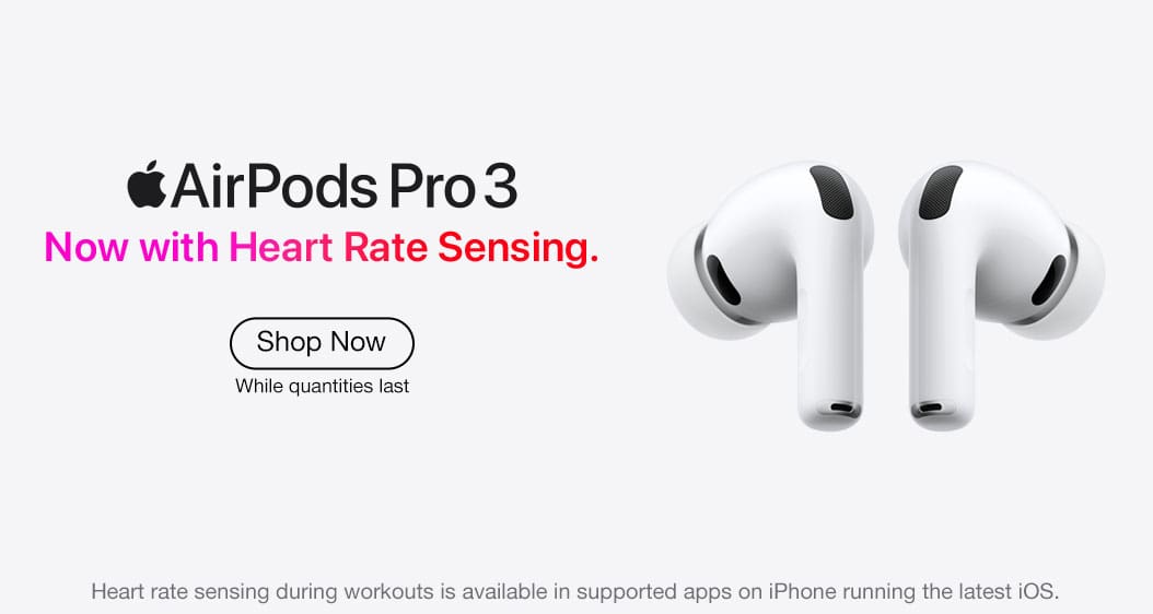 Airpods Pro3. Now with Heart Rate Sensing. Shop Now. Heart rate sensing during workouts is available in supported apps on iPhone running the latest iOS.
