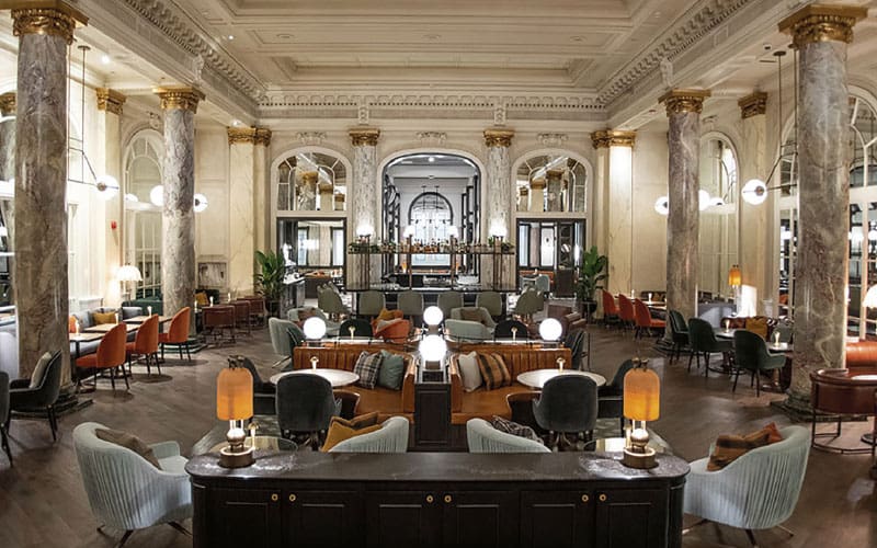upscale hotel lobby