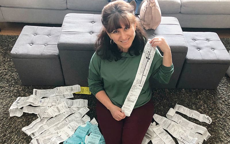 woman with receipts