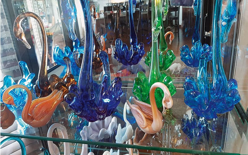 glass swans