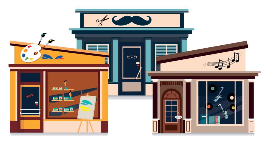 illustration of small business fronts