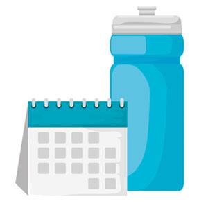 illustration of calendar and water bottle