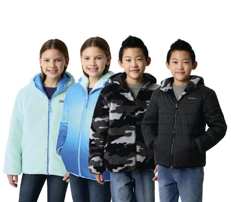 kids modeling winter coats