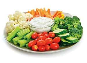 a tray of veggies